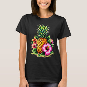 Ananas und Hibiskus Blume Hawaii Summer Beach T-Shirt