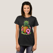 Ananas und Hibiskus Blume Hawaii Summer Beach T-Shirt (Vorne ganz)