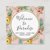 Ananas und Hibiskus Blume Wasserfarbe Tropisch Quadratische Visitenkarte (Vorderseite)