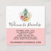 Ananas und Hibiskus Blume Wasserfarbe Tropisch Quadratische Visitenkarte (Rückseite)