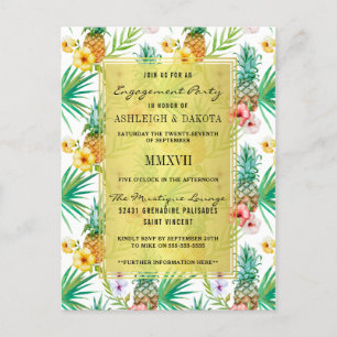 Ananas- und Hibiskus-Engagement Einladungspostkarte