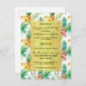Ananas- und Hibiskus-Engagement Einladungspostkarte (Vorne/Hinten)