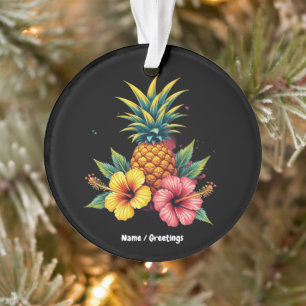 Ananas und Hibiskus Floral Hawaii Sommer Strand Ornament