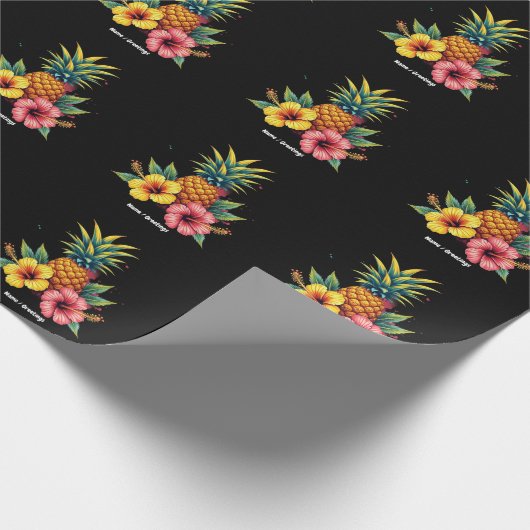 Ananas und Hibiskus Floral Hawaii Summer Beach Geschenkpapier (Ecke)