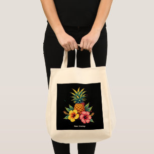 Ananas und Hibiskus Floral Hawaii Summer Beach Tragetasche