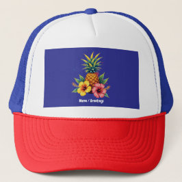 Ananas und Hibiskus Floral Hawaii Summer Beach Truckerkappe