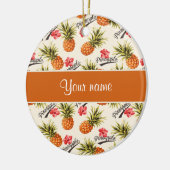 Ananas und Hibiskus Keramikornament (Links)