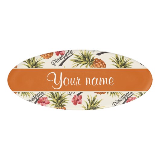 Ananas und Hibiskus Namenschild (Vorderseite)