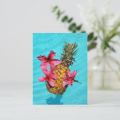 Ananas und Hibiskus Postkarte (Stehend Vorderseite)