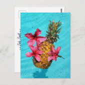 Ananas und Hibiskus Postkarte (Vorne/Hinten)