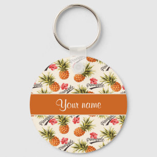 Ananas und Hibiskus Schlüsselanhänger