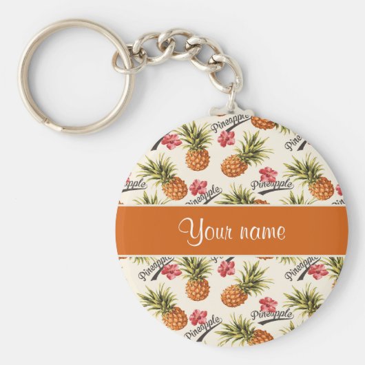 Ananas und Hibiskus Schlüsselanhänger (Vorne)