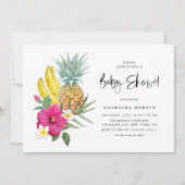 Ananas und Hibiskus Tropical Baby Dusche Einladung (Vorderseite)