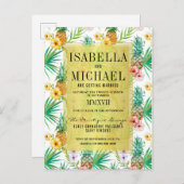 Ananas und Hibiskus - Tropische Hochzeit Einladungspostkarte (Vorne/Hinten)
