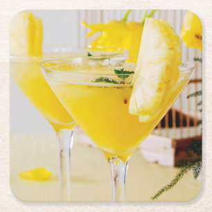 Ananas und Ingwer Fresca Cocktail Rechteckiger Pappuntersetzer