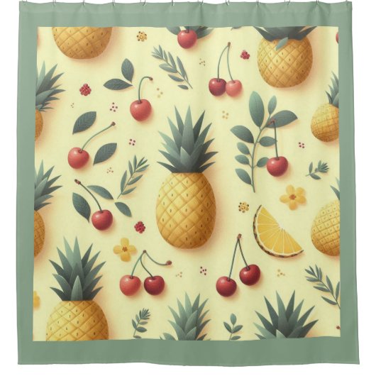 Ananas und Kirschen Duschvorhang (Vorderseite)