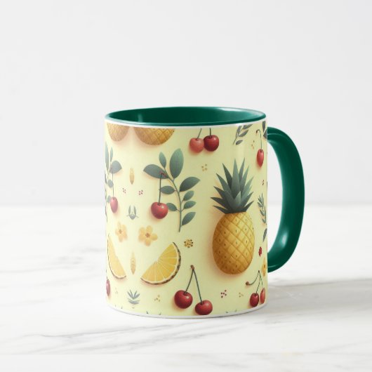 Ananas und Kirschen Tasse (VorderseiteRechts)