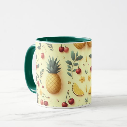 Ananas und Kirschen Tasse (Vorderseite Links)