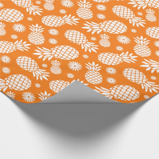 Ananas und Molsen, gemusterte orange-weiße Verpack Geschenkpapier (Ecke)