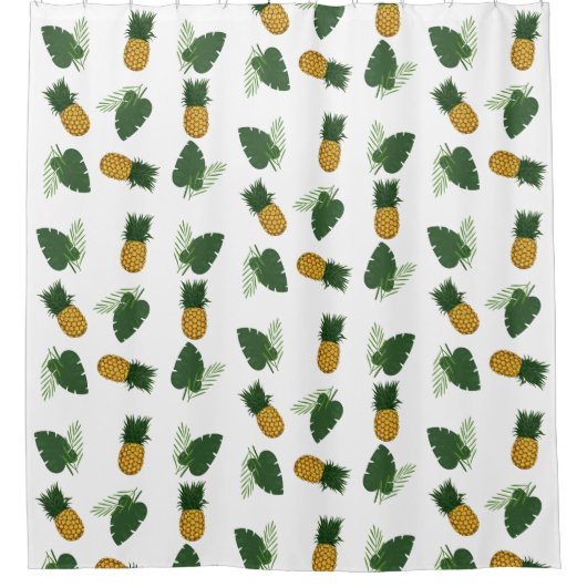 Ananas- und Palmblättrige Blätter Duschvorhang (Vorderseite)
