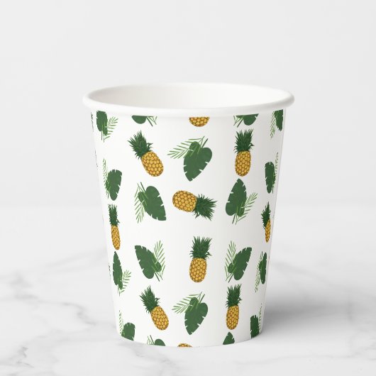 Ananas- und Palmblättrige Blätter Pappbecher (Rückseite)