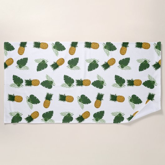 Ananas- und Palmblättrige Blätter Strandtuch (Vorderseite)
