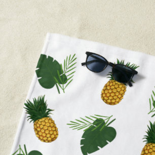 Ananas- und Palmblättrige Blätter Strandtuch