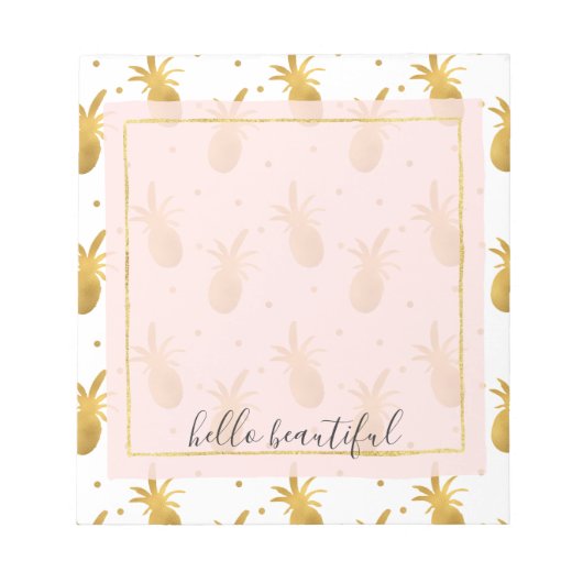 Ananas und Punkte aus Gold Notizblock (Vorderseite)