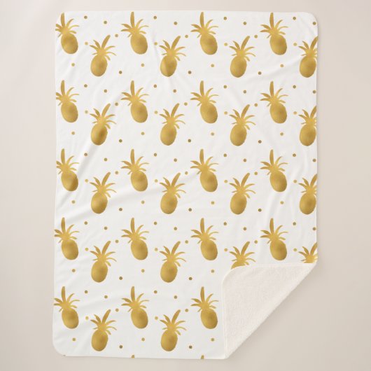 Ananas und Punkte aus Gold Sherpadecke (Vorderseite)