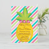 Ananas und Regenbogen Streifen Einladung (Stehend Vorderseite)