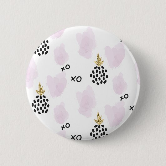 Ananas und rosa Leoparden drucken. XOXO Button (Vorderseite)