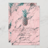 Ananas und rosa Marmor Swirl Moderne schicke Hochz Einladung (Vorne/Hinten)