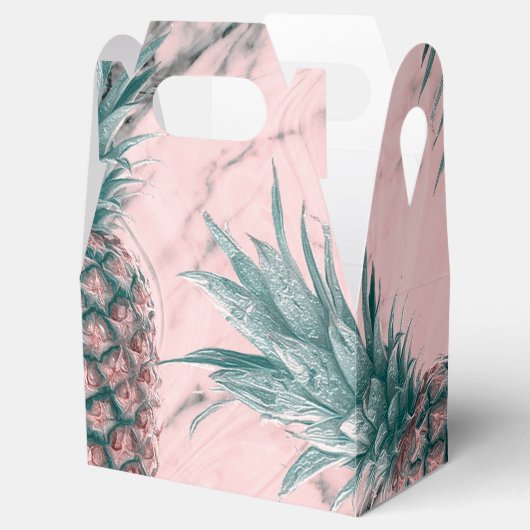 Ananas und rosa Marmor Swirl Moderner tropischer C Geschenkschachtel (Geöffnet)
