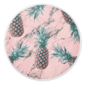 Ananas und rosa Marmor Swirl Moderner tropischer C Keramikknauf (Vorderseite)