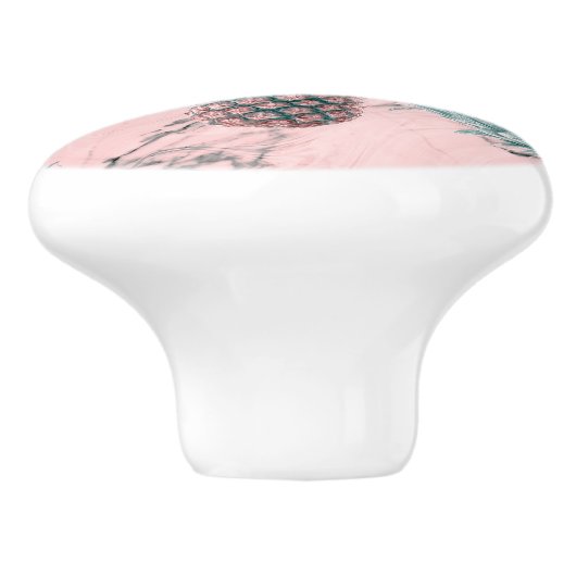Ananas und rosa Marmor Swirl Moderner tropischer C Keramikknauf (Seitenansicht)