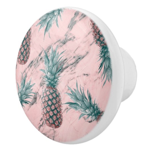 Ananas und rosa Marmor Swirl Moderner tropischer C Keramikknauf (Rechts)