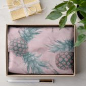 Ananas und rosa Marmor Swirl Moderner tropischer C Seidenpapier (Geschenk)