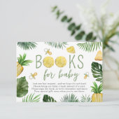 Ananas und Schnuller Bücher für Babydusche Grün Begleitkarte (Stehend Vorderseite)