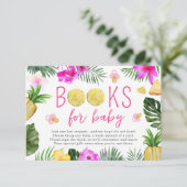 Ananas und Schnuller Bücher für Babydusche Rosa Begleitkarte (Stehend Vorderseite)