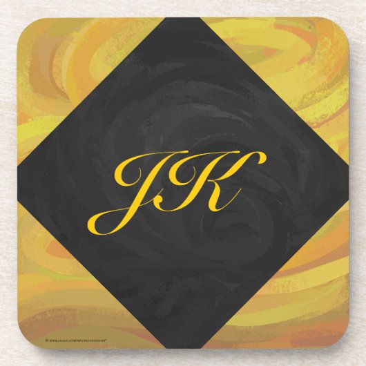 Ananas und Schwarzes Monogramm Getränkeuntersetzer (Vorderseite)