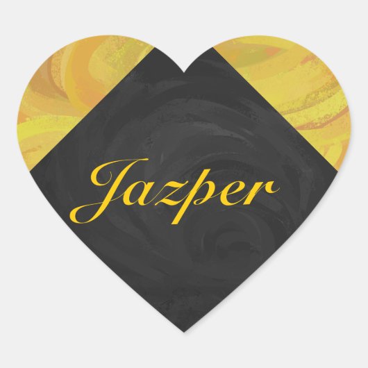 Ananas und Schwarzes Monogramm Herz-Aufkleber (Vorderseite)