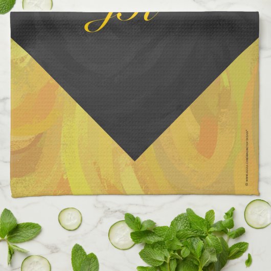 Ananas und Schwarzes Monogramm Küchentuch (Gefaltet)