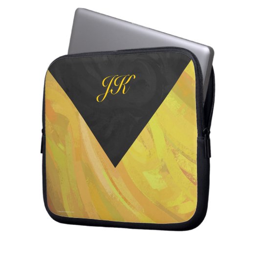 Ananas und Schwarzes Monogramm Laptopschutzhülle (Vorderseite Links)