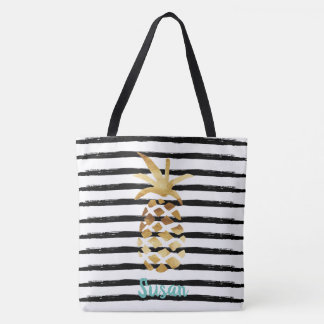 Ananas- und Streifen-Tasche - Anpassen mit Namen Tasche