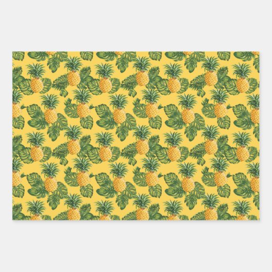 Ananas und tropische Blätter auf Gold (Vorderseite)