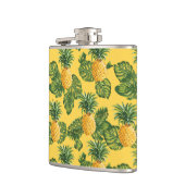 Ananas und tropische Blätter auf Gold Flachmann (Links)