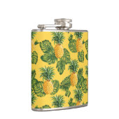 Ananas und tropische Blätter auf Gold Flachmann (Rechts)