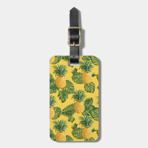 Ananas und tropische Blätter auf Gold Gepäckanhänger