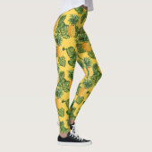 Ananas und tropische Blätter auf Gold Leggings (Rechts)