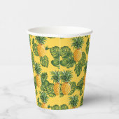 Ananas und tropische Blätter auf Gold Pappbecher (Rechts)
